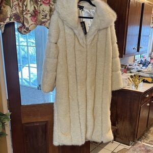 Current Mood Cream Faux Fur Coat